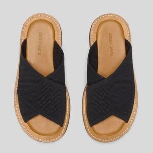 Everlane Black and Tan Sandals city crossover chunky knit slip on comfort